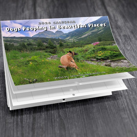 Dogs Pooping in Beautiful Places™ 2026 Calendar