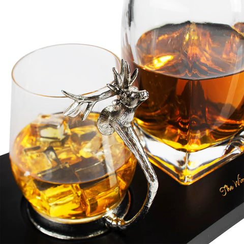 Stag Antler Decanter Set with 2 Stag Glasses