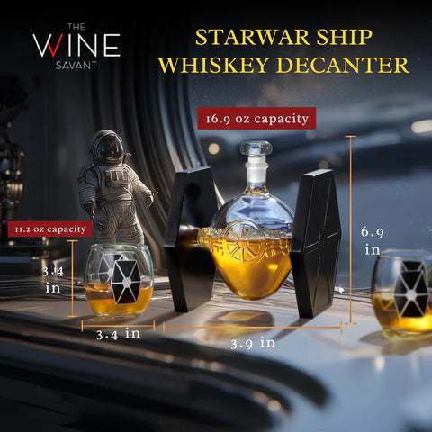 Dark Nova Interceptor Decanter Set | Handmade Glass | 17 Oz