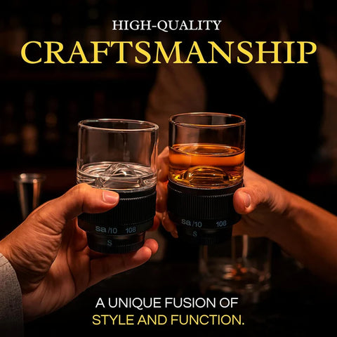 Camera Lens Whiskey Glasses | Novelty Cups for Photographers | Set of 2