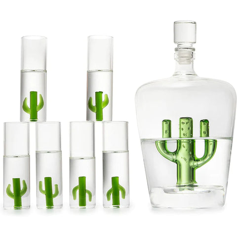 Agave Decanter and 6 Agave Shot Glasses