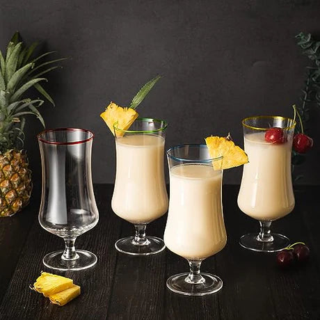 Hurricane Glasses, Large 17oz Pina Colada Set of 4