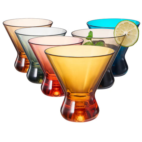 13-Ounce Colorful Pastel Plastic Stemless Martini Glasses (Set of 4)