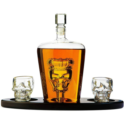 Skull King Skeleton Wine & Whiskey Globe Decanter Set