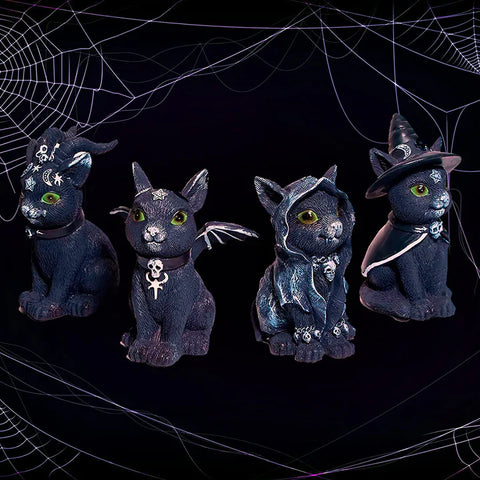 Cats Garden Gnome Witch Adorable Decorations - Set of 4