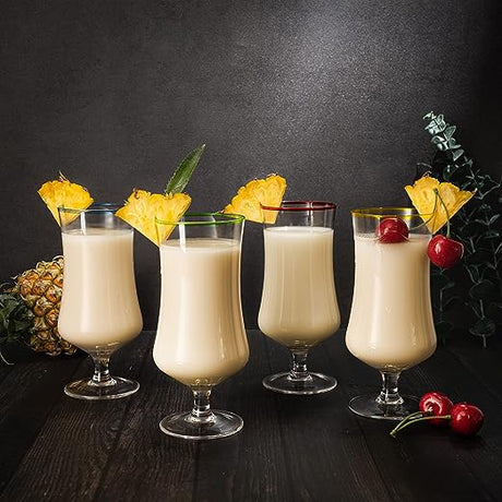 Hurricane Glasses, Large 17oz Pina Colada Set of 4