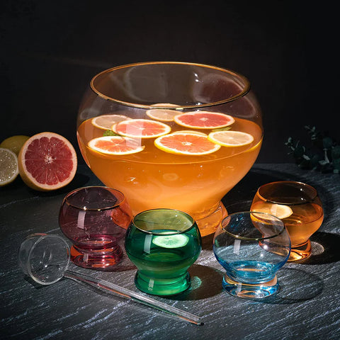 Colorful 1.7 Gallon Punch Bowl with 4 10oz