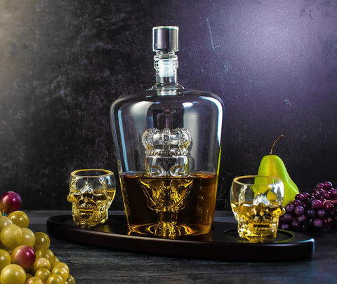 Skull King Skeleton Wine & Whiskey Globe Decanter Set