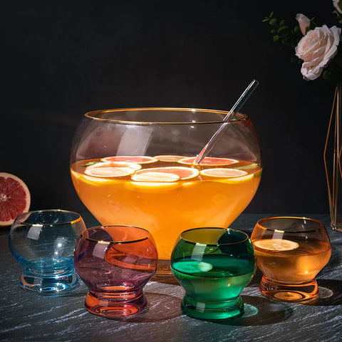 Colorful 1.7 Gallon Punch Bowl with 4 10oz