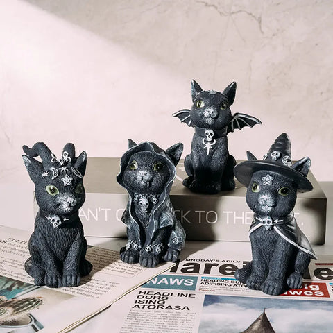 Cats Garden Gnome Witch Adorable Decorations - Set of 4