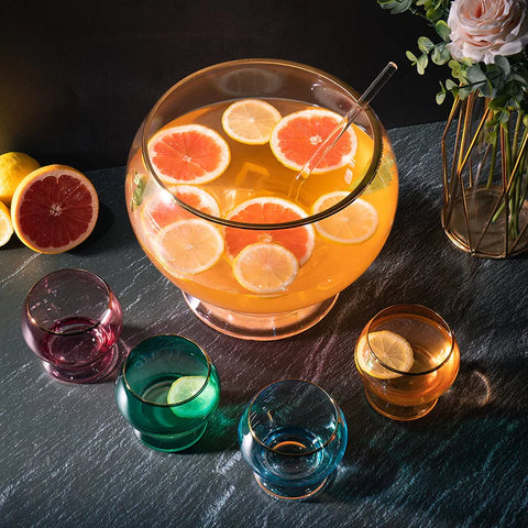 Colorful 1.7 Gallon Punch Bowl with 4 10oz