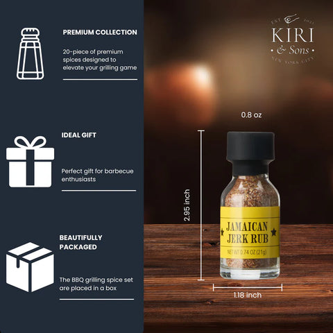 Smokehouse BBQ Gourmet Grilling Spice Set | 20-Set | Glass Bottle Seasonings