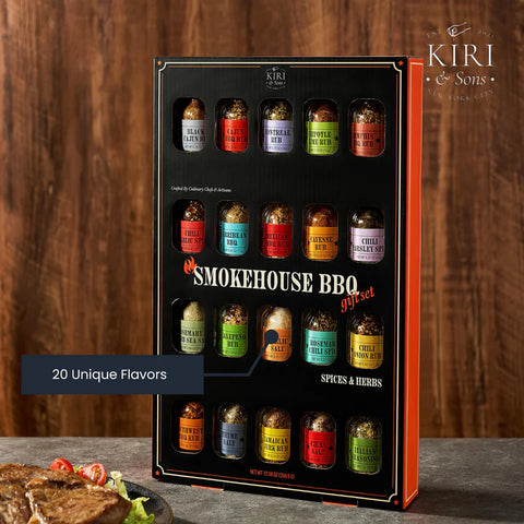 Smokehouse BBQ Gourmet Grilling Spice Set | 20-Set | Glass Bottle Seasonings