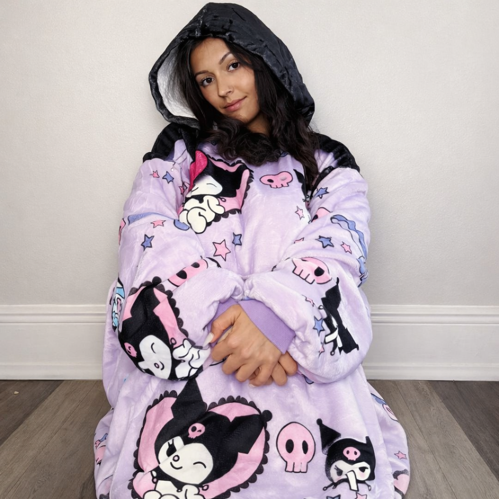 Kuromi Hello Kitty Wearable Blanket Hoodie for Kids & Adults | OLM