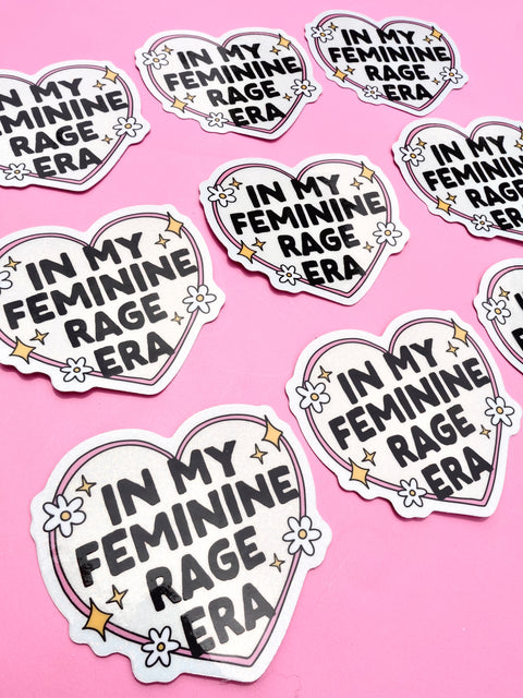 In My Feminine Rage Era Sticker – Holographic Heart Feminist Vinyl Decal
