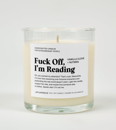 Fuck Off I'm Reading Glass Candle
