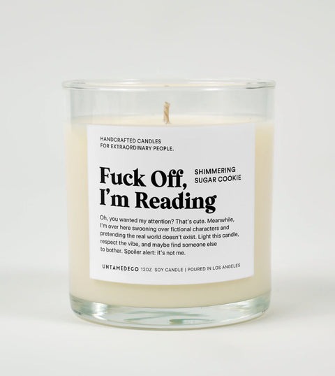 Fuck Off I'm Reading Glass Candle