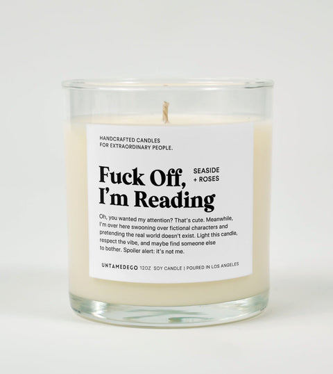 Fuck Off I'm Reading Glass Candle