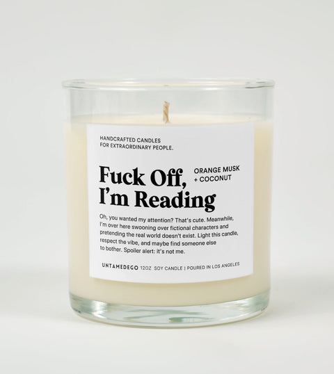Fuck Off I'm Reading Glass Candle