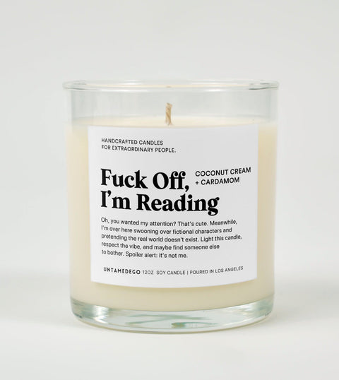 Fuck Off I'm Reading Glass Candle