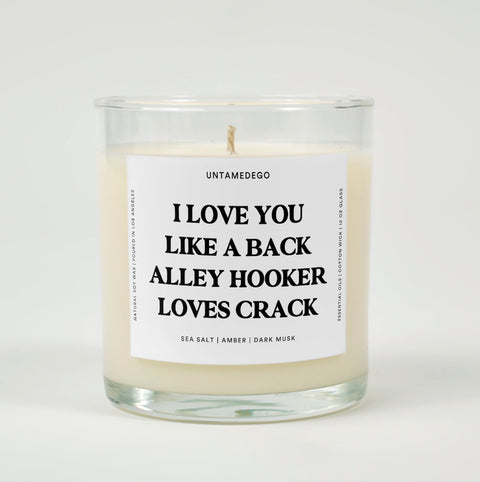 I Love You Like A Back Alley Hooker Loves Crack Funny Glass Candle