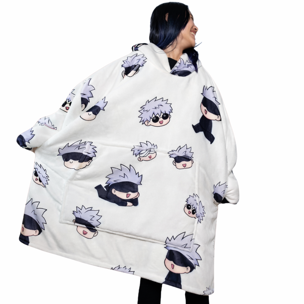 Jujutsu Kaisen Gojo Wearable Blanket Hoodie for Adults & Kids