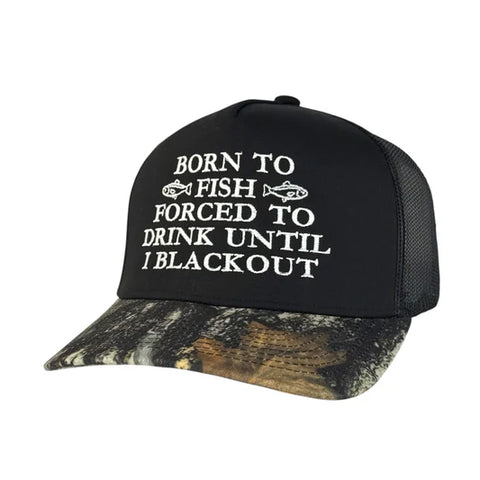 Born to Fish Forced to Drink Funny Fishing & Drinking Hat Custom Embroidered Cap