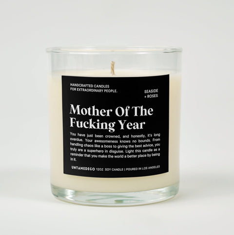 Mother Of The Fucking Year Glass Candle