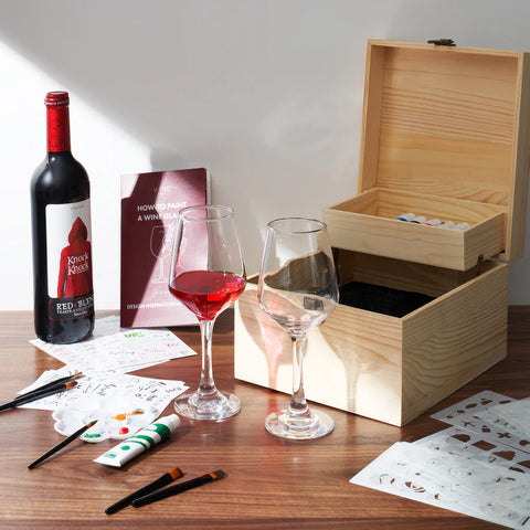 Wine Glass Painting Gift Set - Do it Yourself! Creative Glassware Paint Kit for Wine Nights