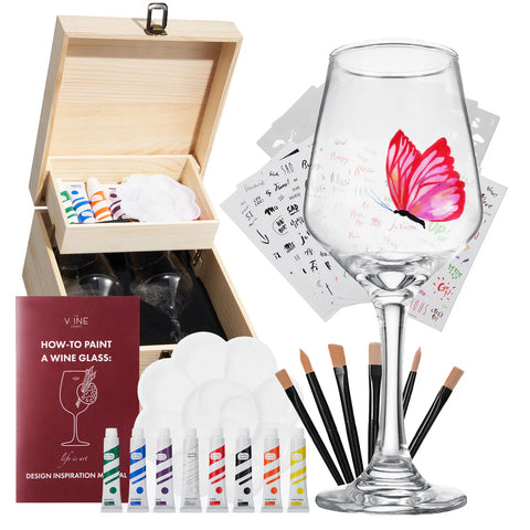 Wine Glass Painting Gift Set - Do it Yourself! Creative Glassware Paint Kit for Wine Nights