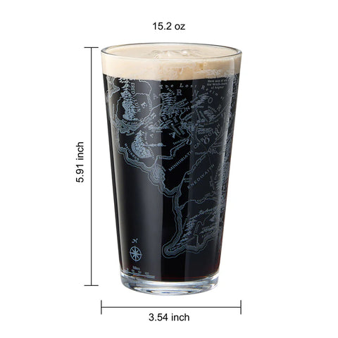 LOTR Middle Earth Map Beer Glass - 15 OZ Middle-Earth Fantasy Glassware Inspired by Lord of The Rings