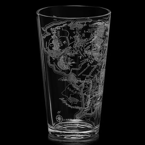 LOTR Middle Earth Map Beer Glass - 15 OZ Middle-Earth Fantasy Glassware Inspired by Lord of The Rings