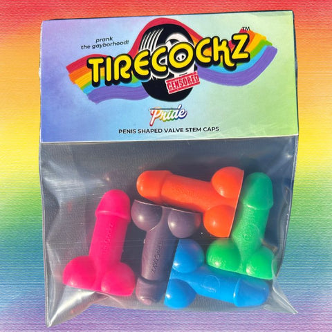 Tirecockz Pride Edition Prank Dick Shaped Valve Stem Cap - 5 Pack