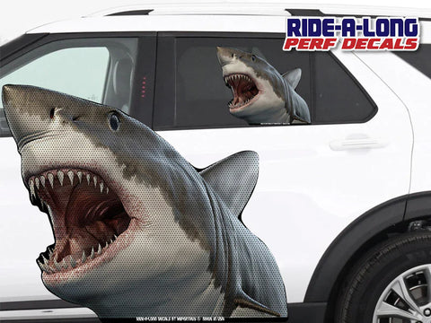 New Great White Shark Ride a Long Perforated Decal