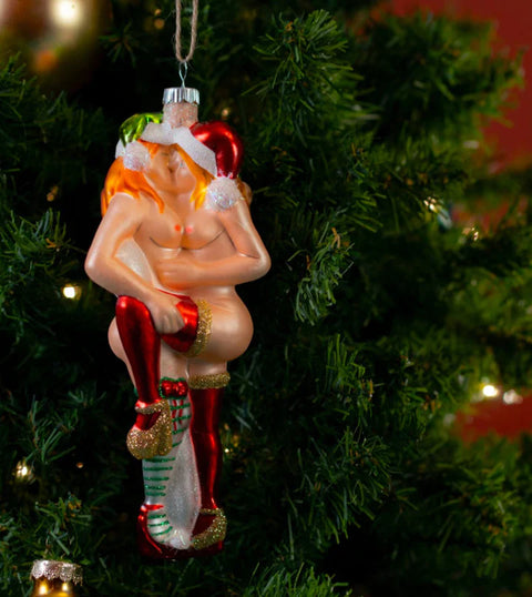 Lip Locked Adult Christmas Ornament