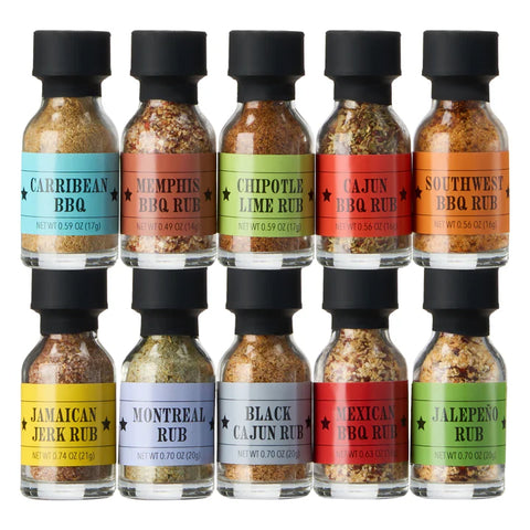 Smokehouse BBQ Gourmet Grilling Spice Set | 10-Set | Glass Bottle Seasonings
