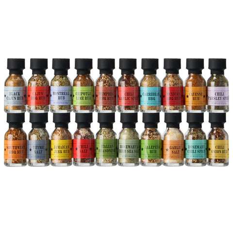 Smokehouse BBQ Gourmet Grilling Spice Set | 20-Set | Glass Bottle Seasonings