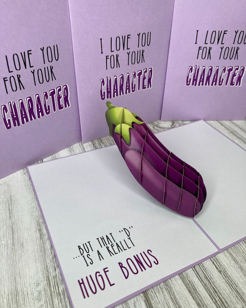 Naughty Eggplant Inappropriate 3D Greeting Card