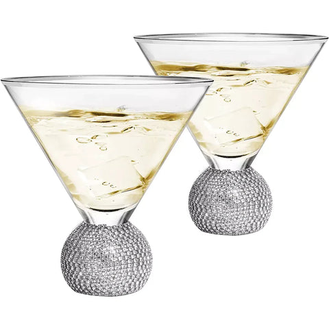 Crystal Ball Stemless Martini Glasses