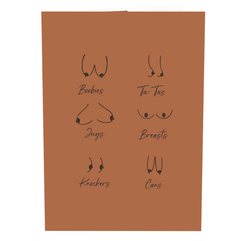 Naughty Knockers Inappropriate 3D Boobs Card (Color Variation: Brown)