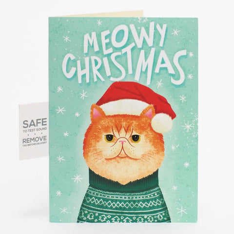 Meowy Christmas Endless Prank Holiday Card with Glitter