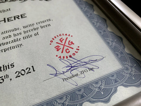 Official Asshole Certificate