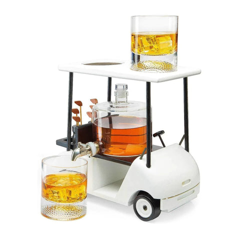 Golf Cart Decanter Whiskey Decanter and Whiskey Glasses
