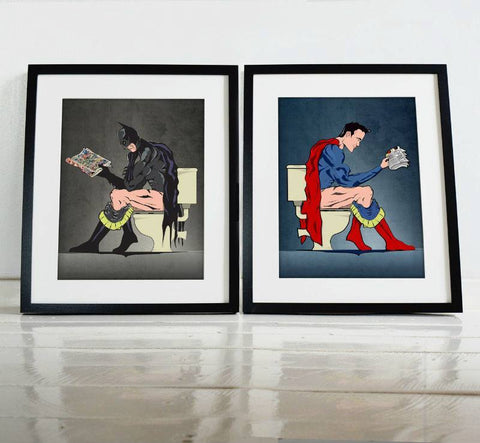 Batdude Superguy On The Toilet Poster Set (Set of 2)