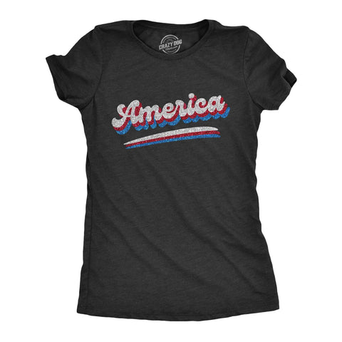 America Retro Glitter 4th Of July Women's Shirt