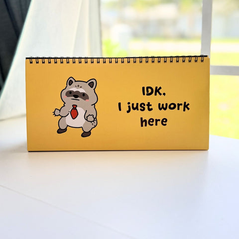 Raccoons At Work Desk Flip Sign