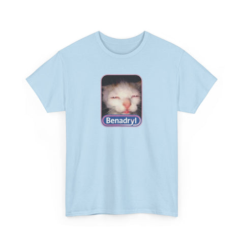 Benadryl Meme Cat T-Shirt – Funny Cat Meme Shirt for Internet Humor Fans