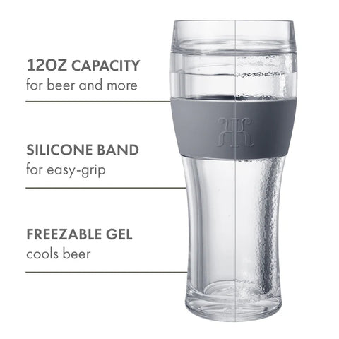 Unbreakable Double Wall Insulated Freezable Beer Glasses - SINGLE - Large 12 oz