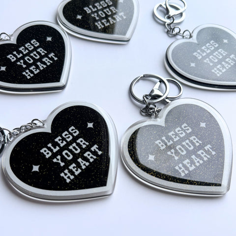 Bless Your Heart Glitter KeyChain