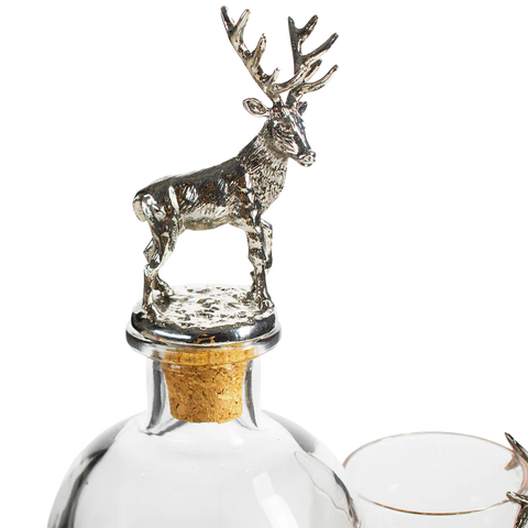 Stag Antler Decanter Set with 2 Stag Glasses